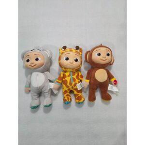 CoComelon JJ Animal Onesie Plush Lot 8 inch Giraffe Monkey Koala Jazwares 3 Pack